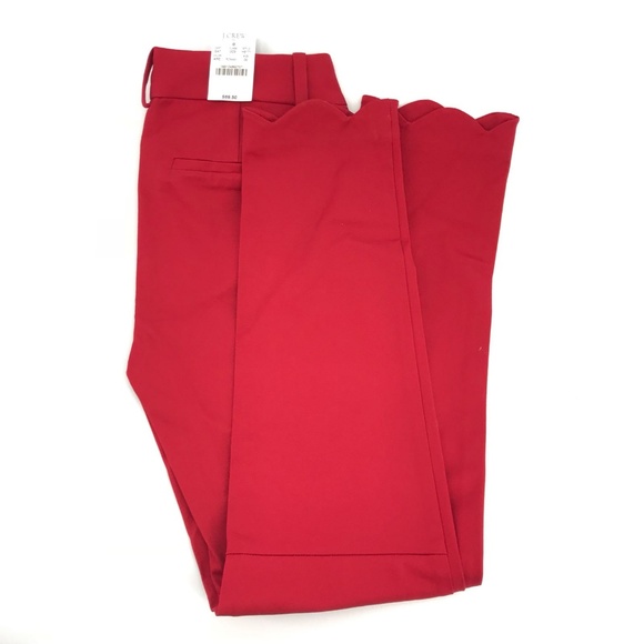 J.Crew Winnie Black Pant Scalloped Hem Red - Picture 3 of 4